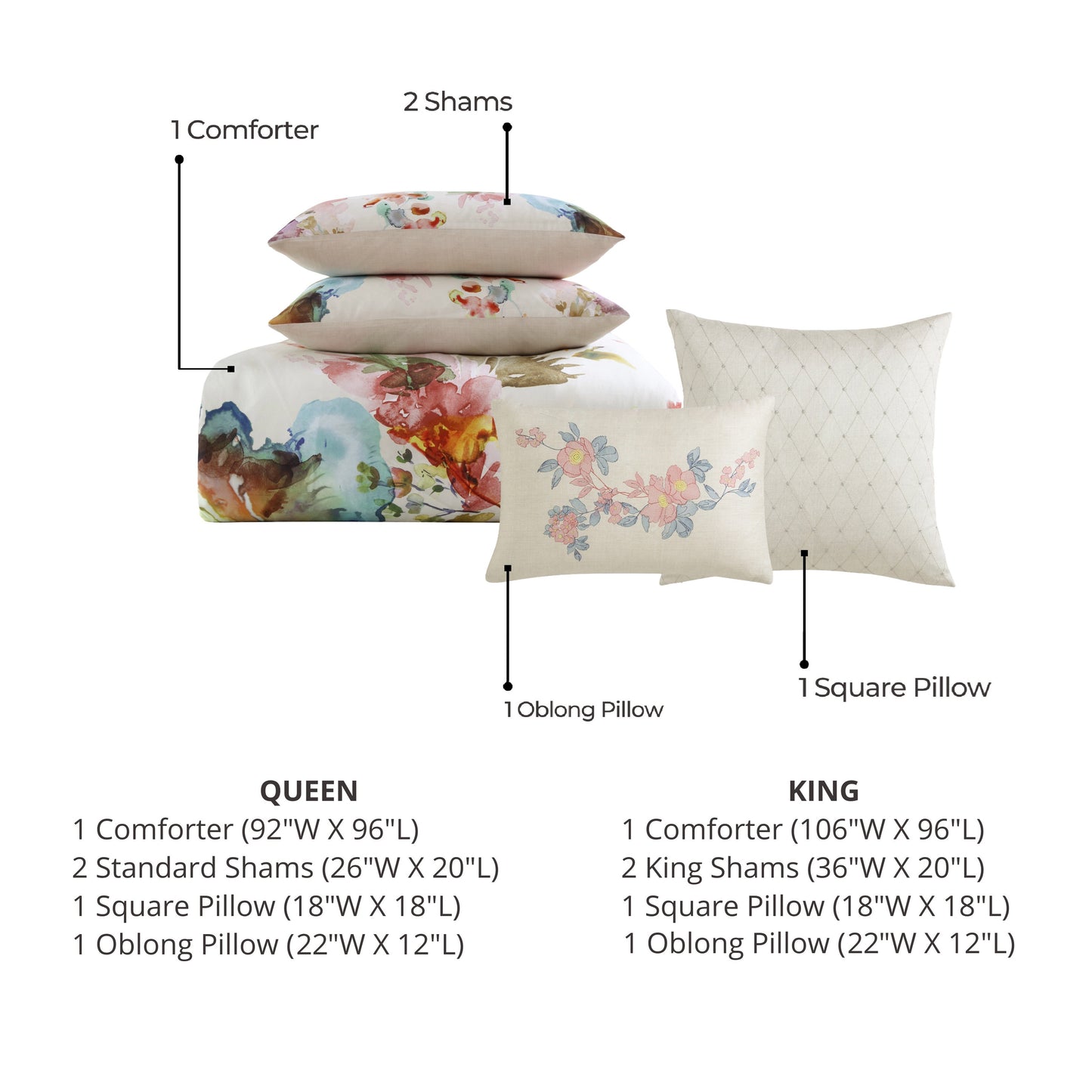 Bebejan Antique Flowers Ivory 5 Piece Reversible Comforter Set