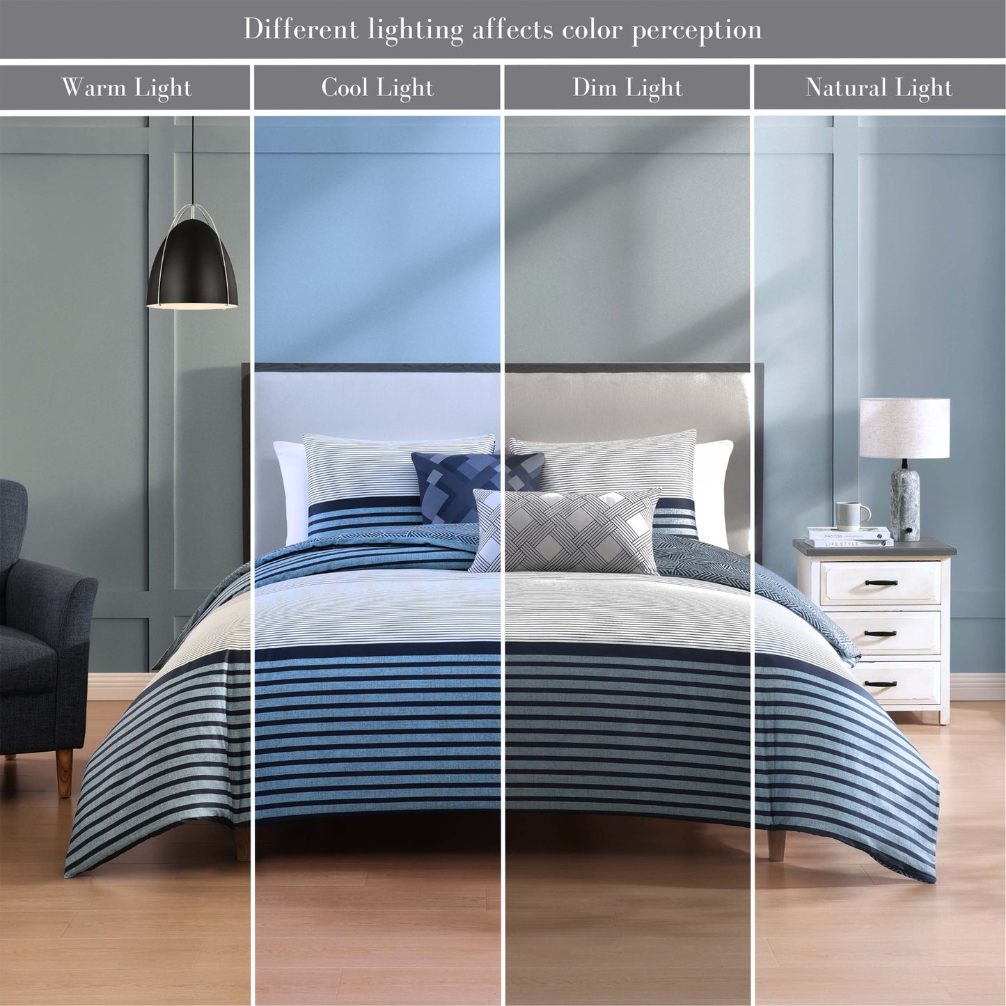 Bebejan Blue Geo Lines 5 Piece Reversible Comforter Set