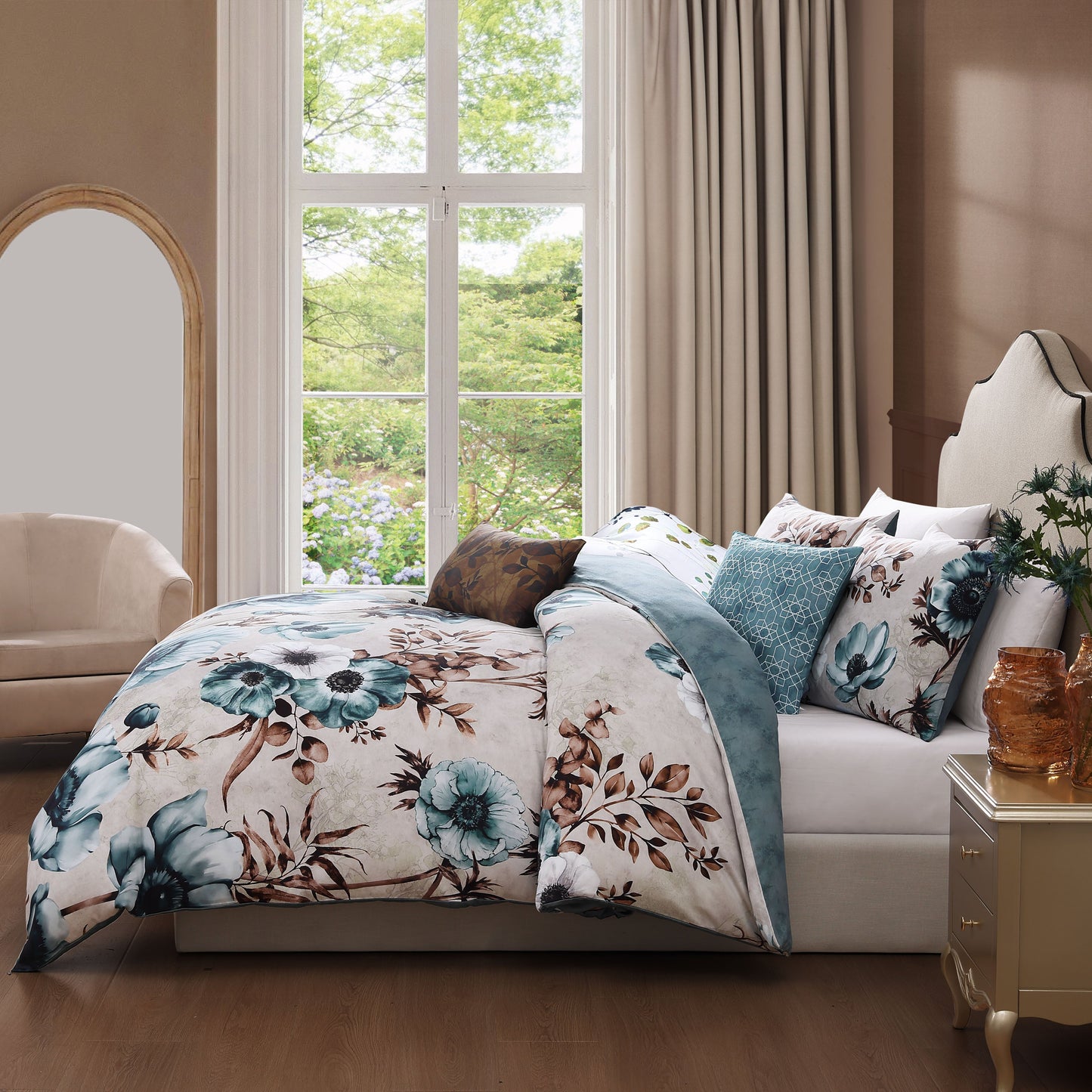 Bebejan Flowers in the Mist 5 Piece Reversible Comforter Set