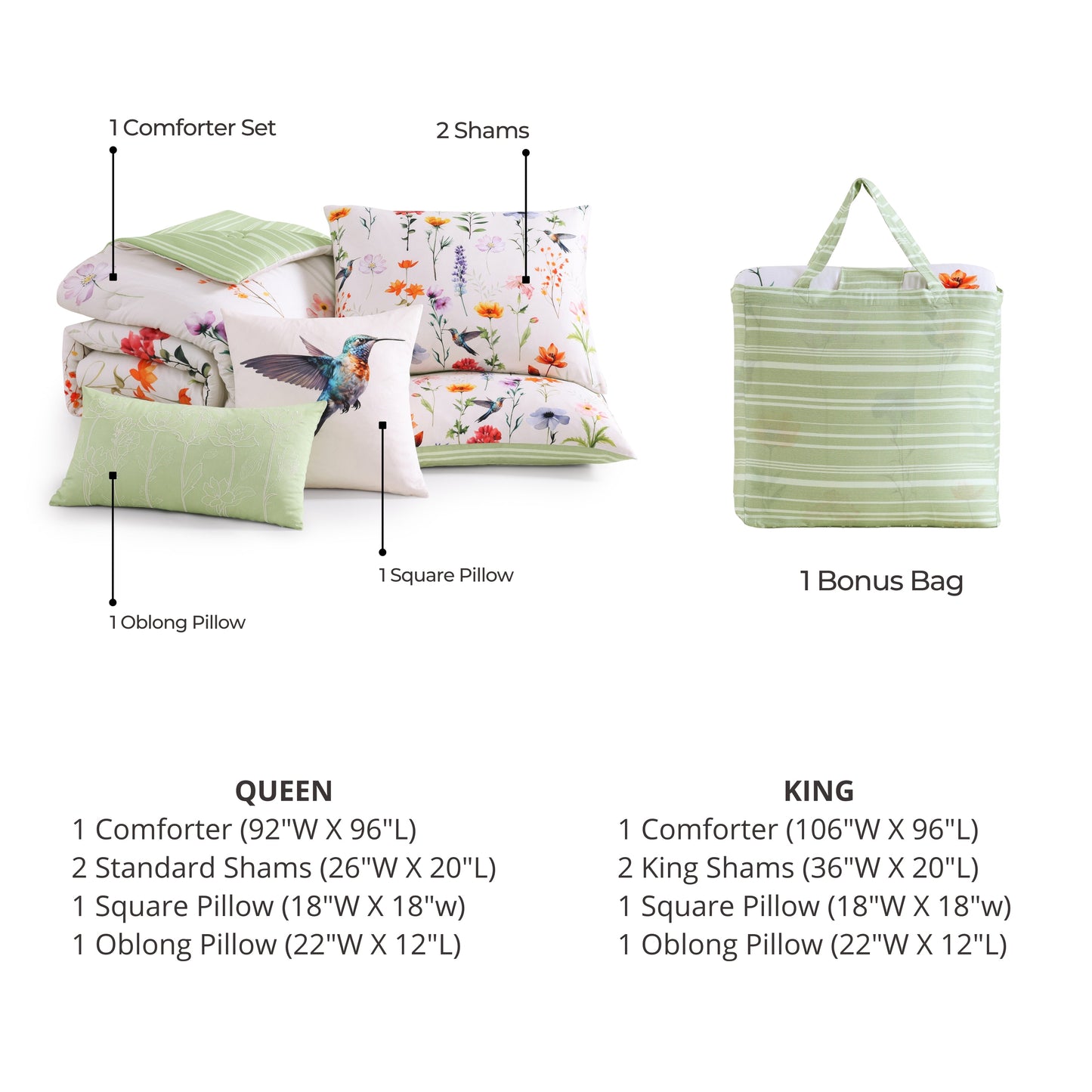 Bebejan Fresh Cut Flowers 5 Piece Reversible Comforter Set