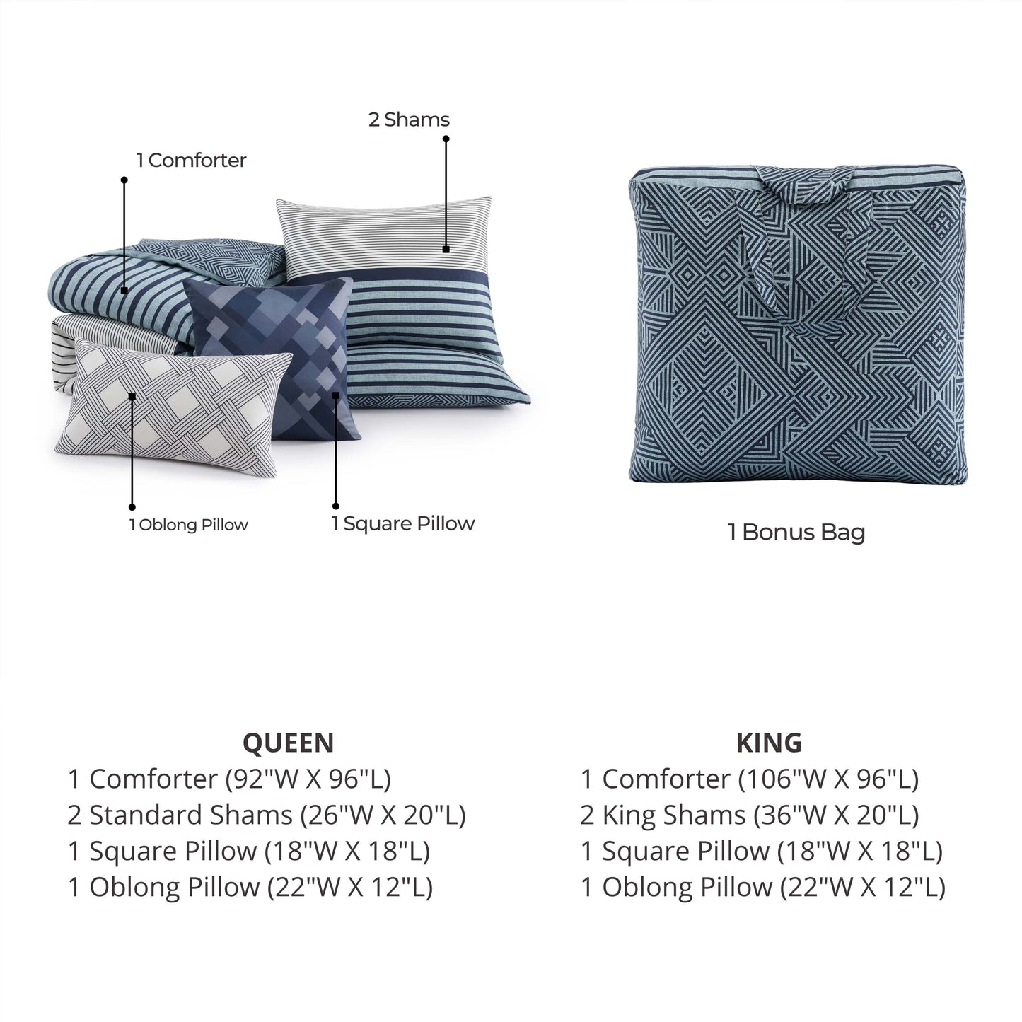 Bebejan Blue Geo Lines 5 Piece Reversible Comforter Set Comforter Sets By Bebejan®