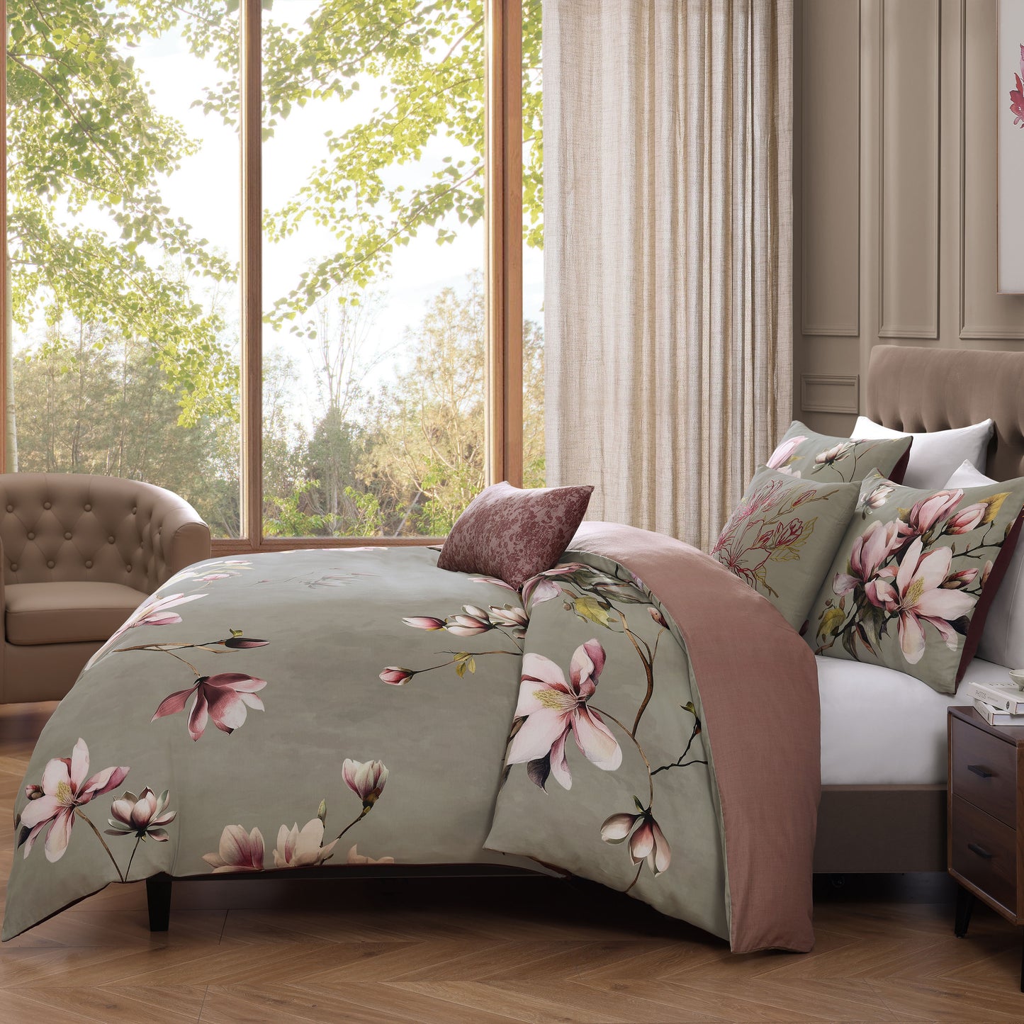 Bebejan Purple Lilies 5 Piece Reversible Comforter Set