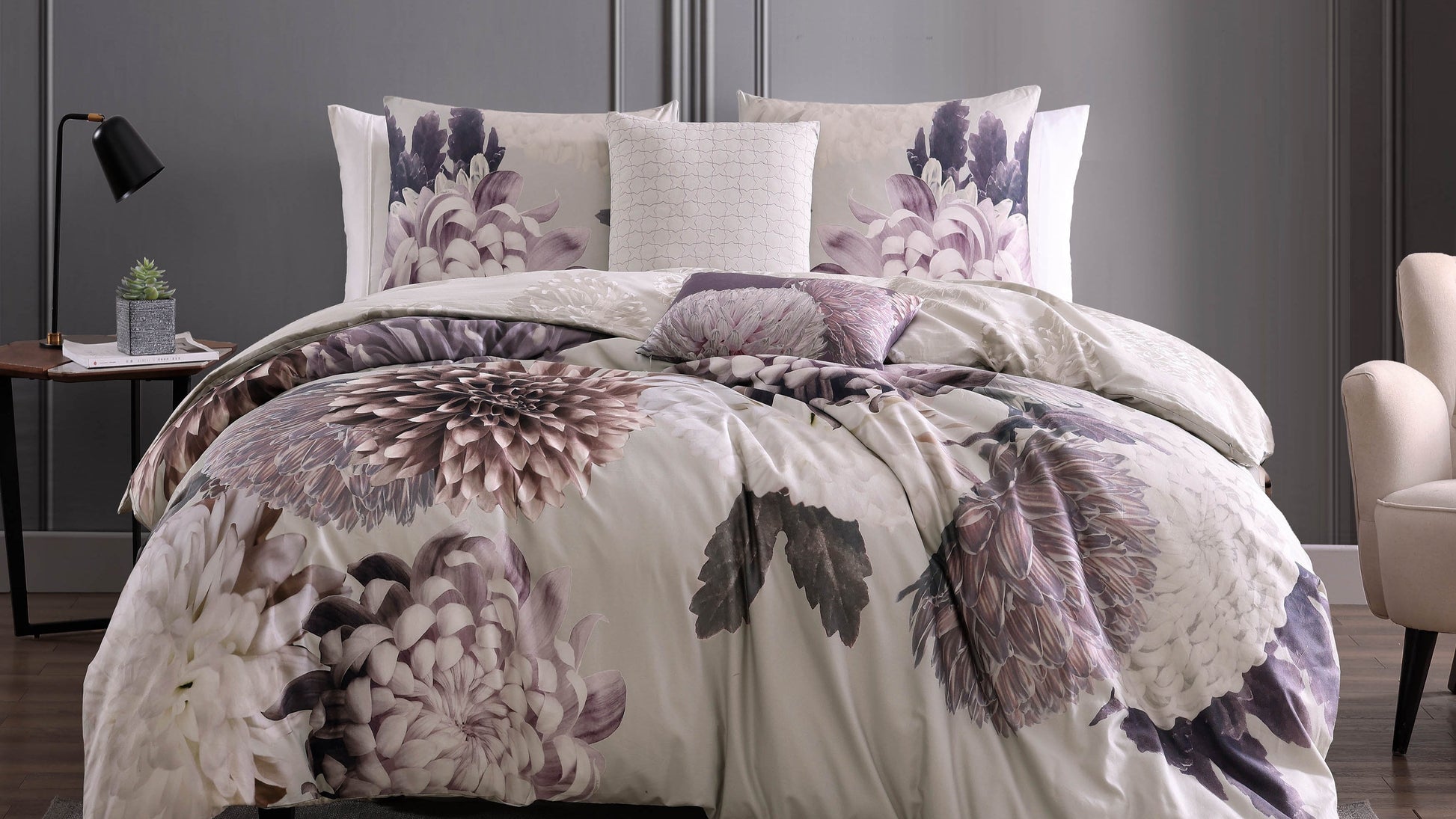 Bebejan Bloom Purple 100% Cotton 5-Piece Reversible Comforter Set Comforter Sets By Bebejan®