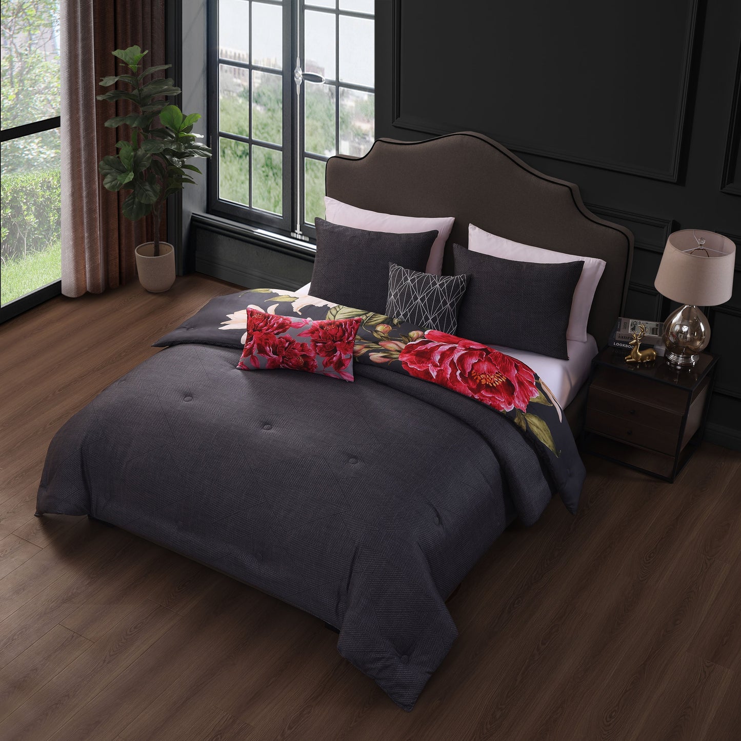 Bebejan Flower Garland 200 Thread Count 100% Cotton Sateen 5 Piece Reversible Comforter Set Comforter Sets By Bebejan®