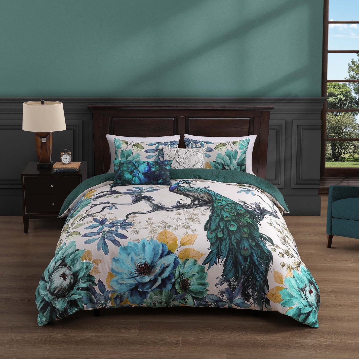 Bebejan Peacock Jardin 5 Piece Reversible Comforter Set