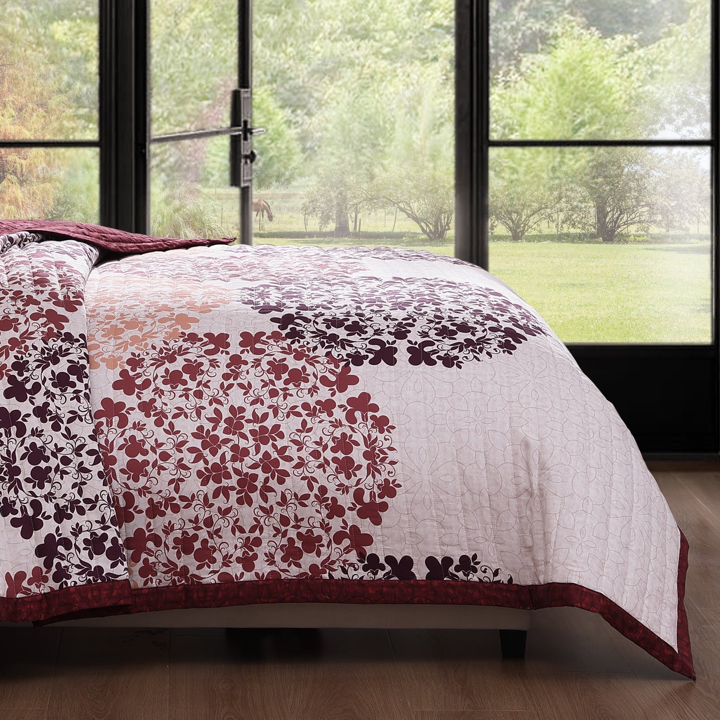Bebejan Rosewood Harmony 3 Piece Reversible Quilted Coverlet Set Coverlet By Bebejan®