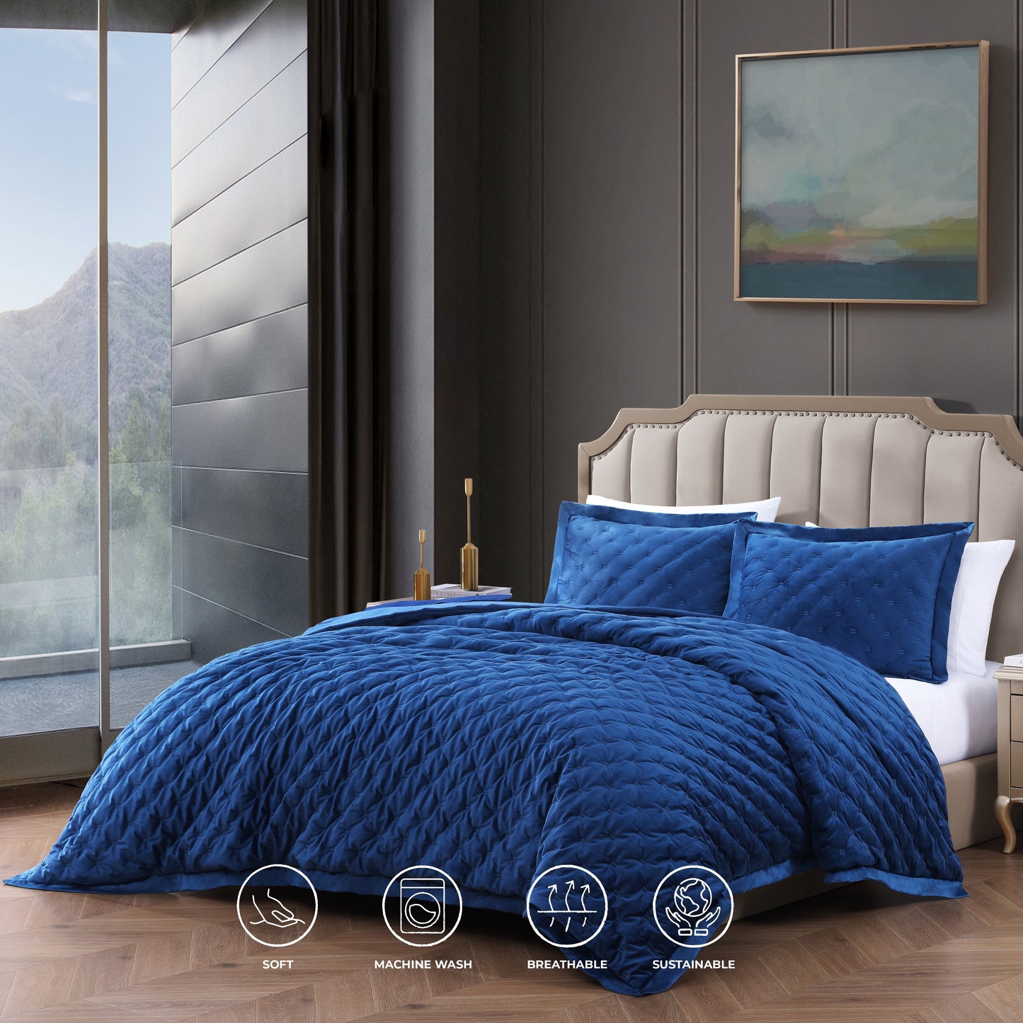 Bebejan 3 Piece Velvet Comforter Set Comforter Sets By Bebejan®