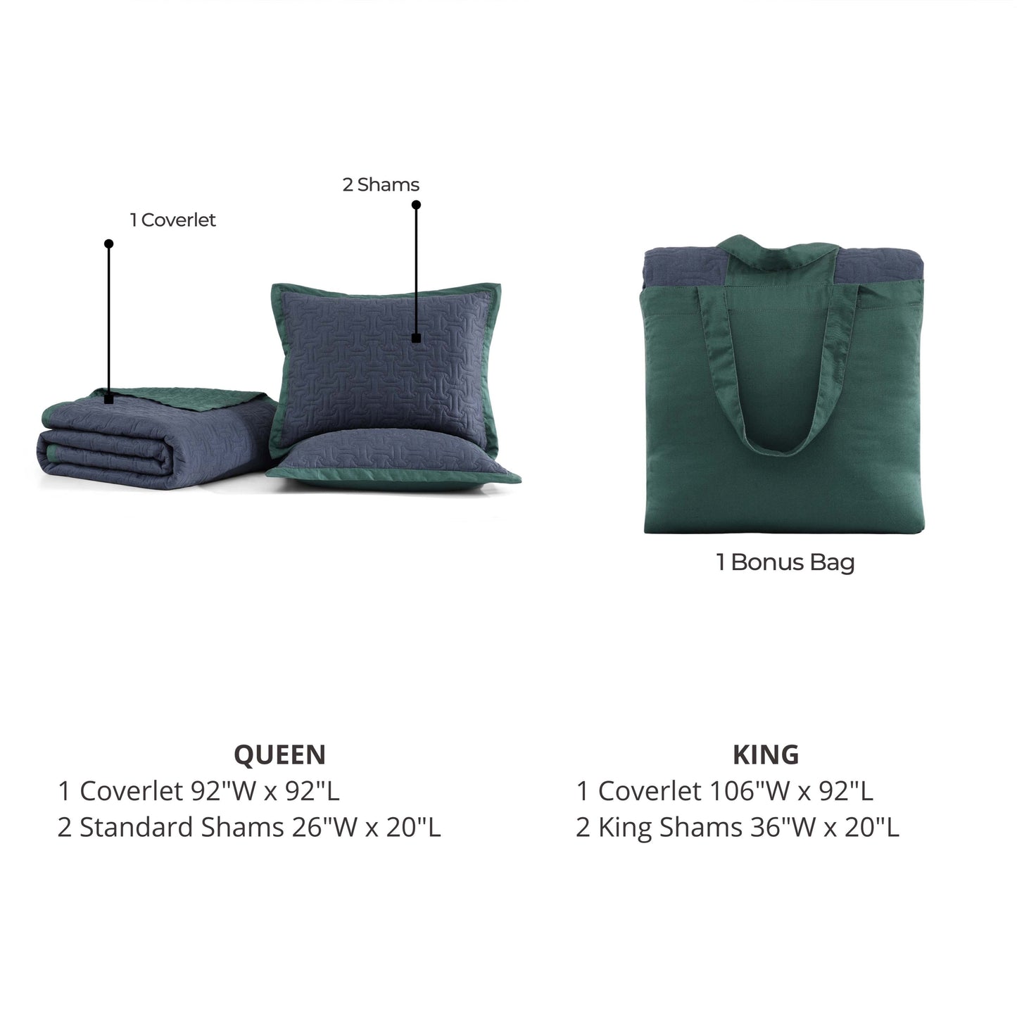 Bebejan 3 Piece Textured Quilted Coverlet Set