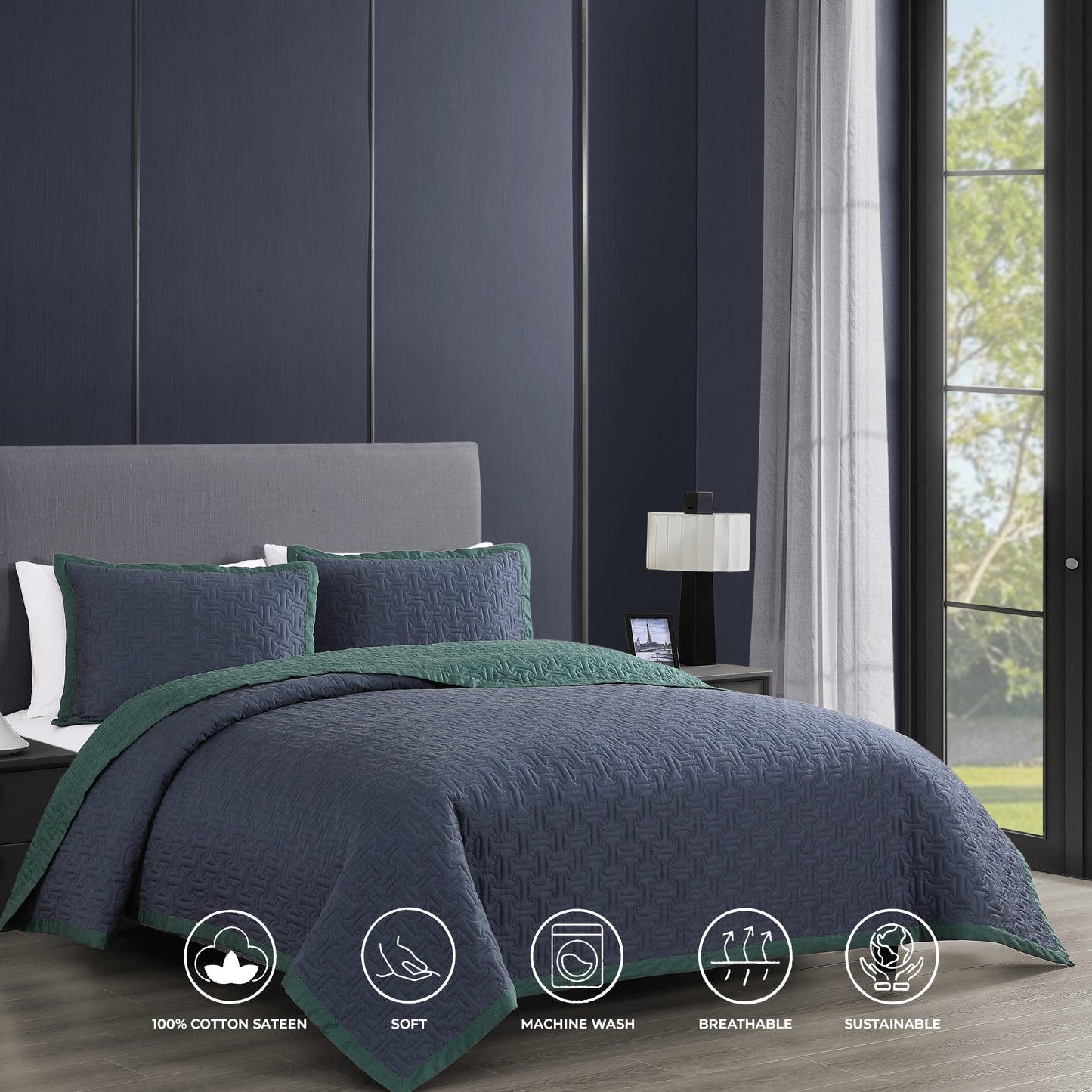 Bebejan 3 Piece Textured Quilted Coverlet Set