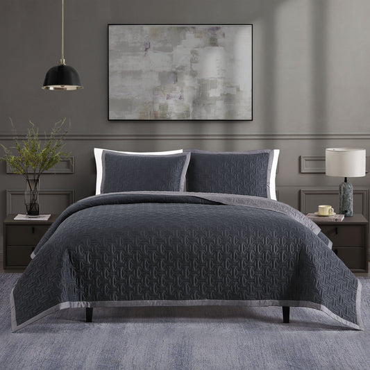 Bebejan 3 Piece Textured Quilted Coverlet Set
