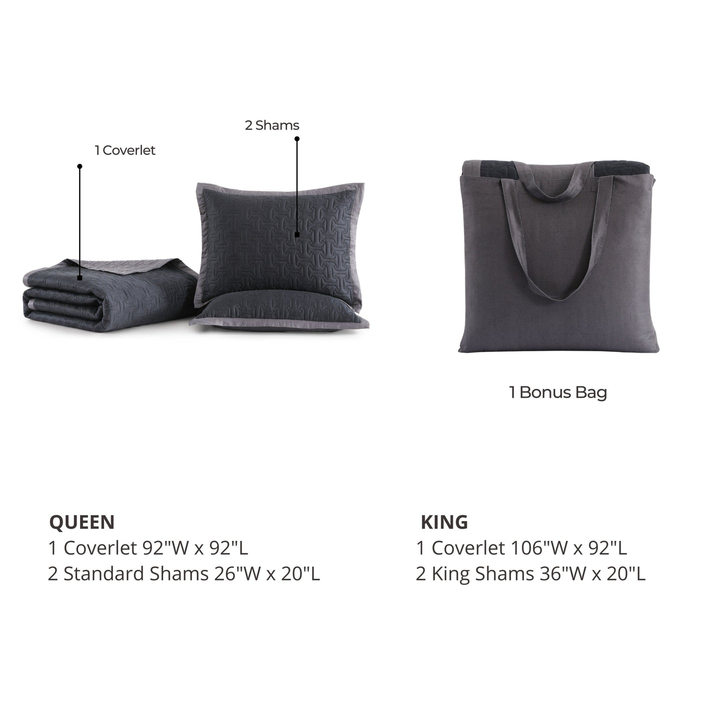 Bebejan 3 Piece Textured Quilted Coverlet Set