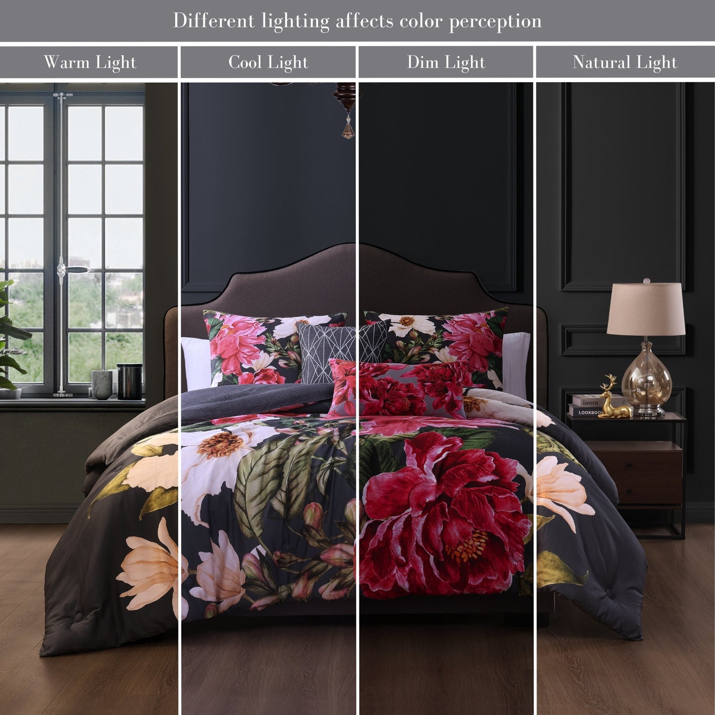 Bebejan Flower Garland 200 Thread Count 100% Cotton Sateen 5 Piece Reversible Comforter Set
