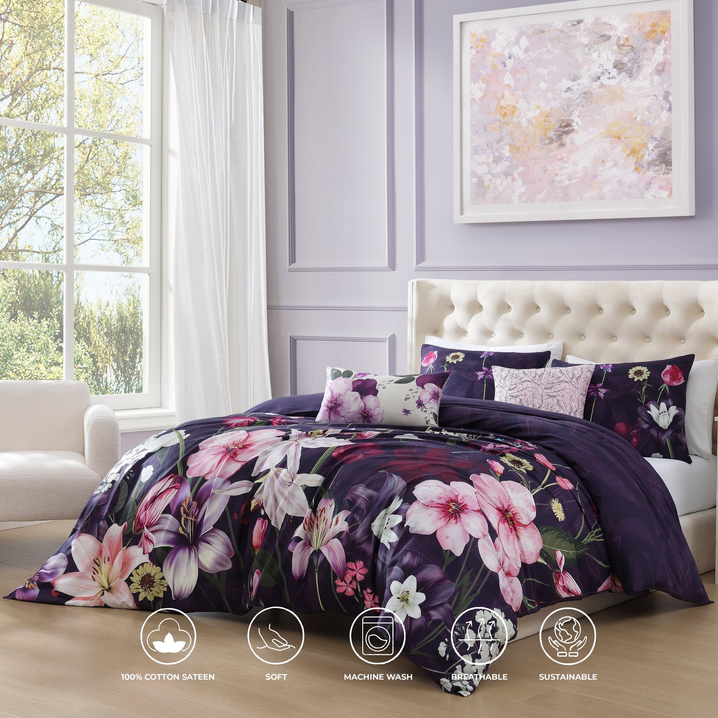 Bebejan Morning Glory 5 Piece Reversible Comforter Set Comforter Sets By Bebejan®