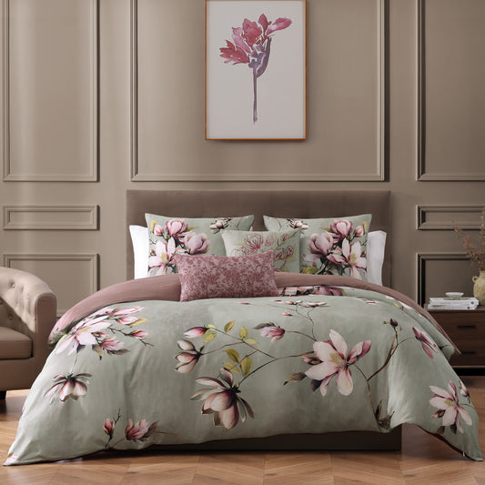 Bebejan Purple Lilies 5 Piece Reversible Comforter Set