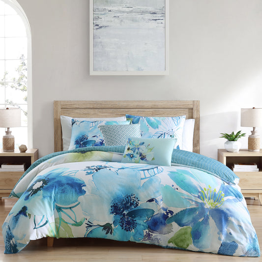 Bebejan Watercolor Blue 5 Piece Reversible Comforter Set